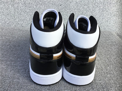 Jordan 1 Mid "Patent Black Gold"