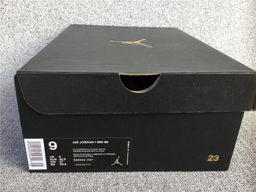 Jordan 1 Mid "Patent Black Gold"